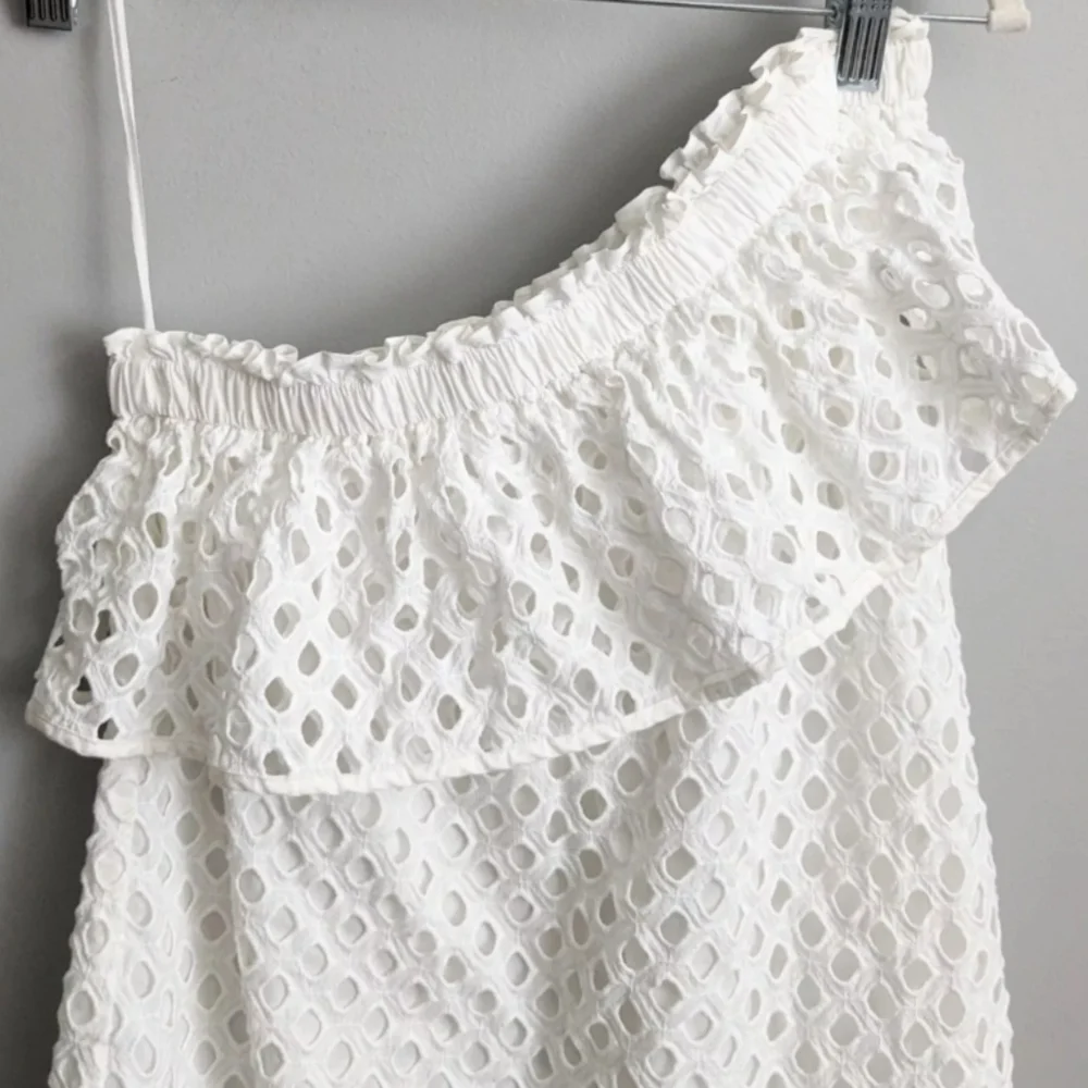 Tory Burch Zoe One-Shoulder Eyelet Dress